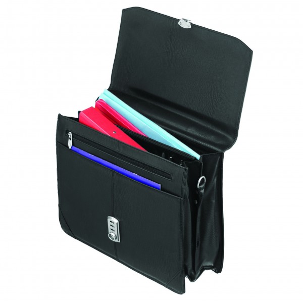Falcon Faux Leather Executive Briefcase - FI2584 Black 