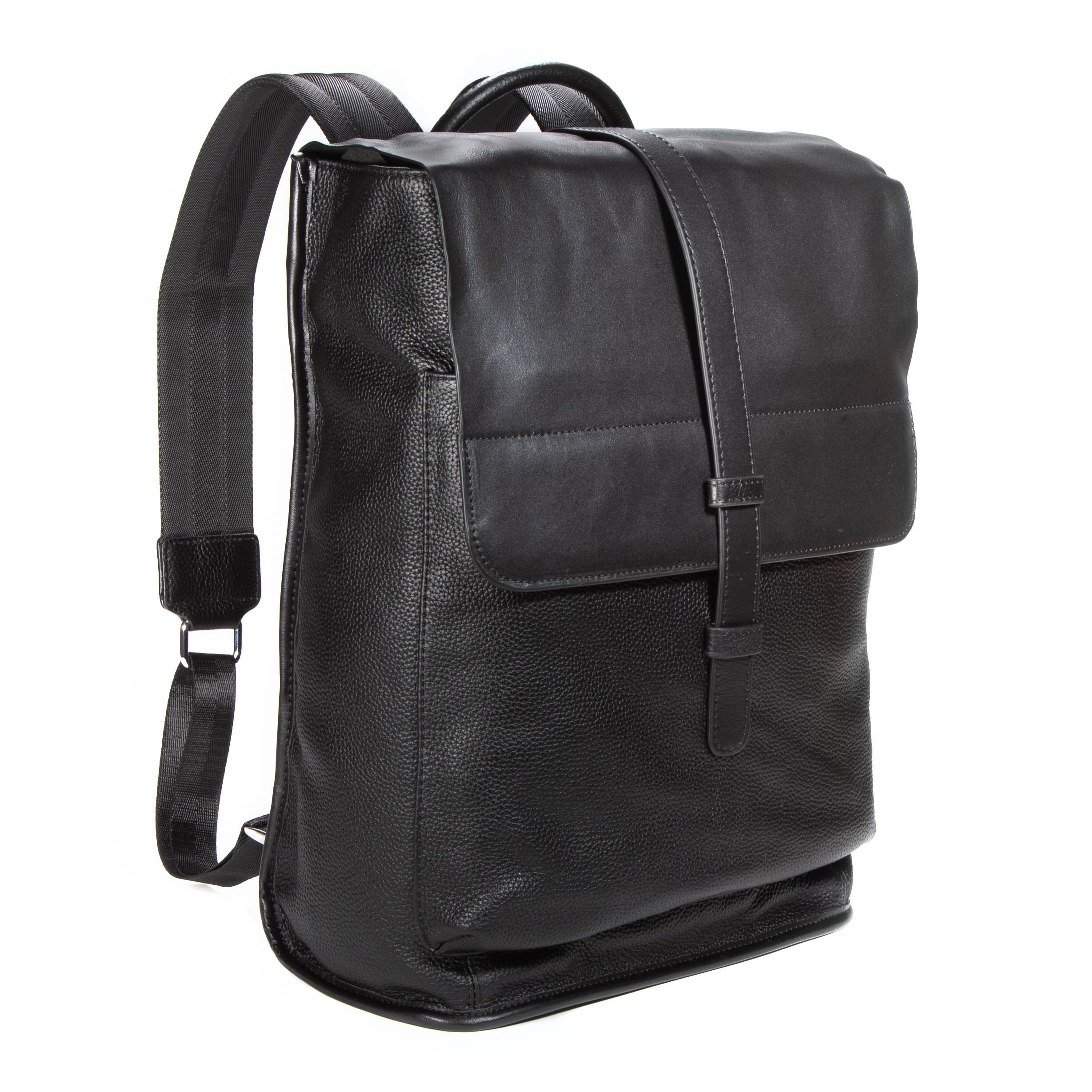 Falcon Leather Structured Backpack - FI6716 Black - Backpack - Falcon